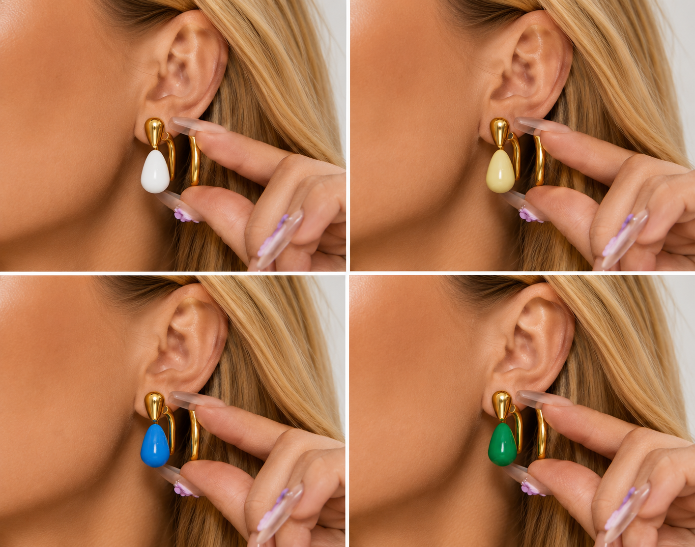 Pendiente Gota Luz de Color /Chapado en Oro 18k
