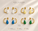 Pendiente Gota Luz de Color /Chapado en Oro 18k