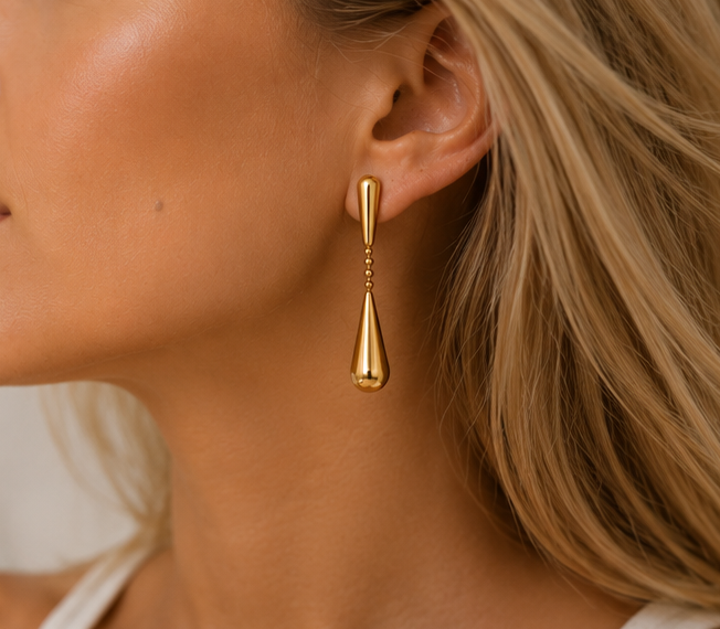 Pendiente Colgante Gota  Éclat Chapado Oro 18k y Stail Steel