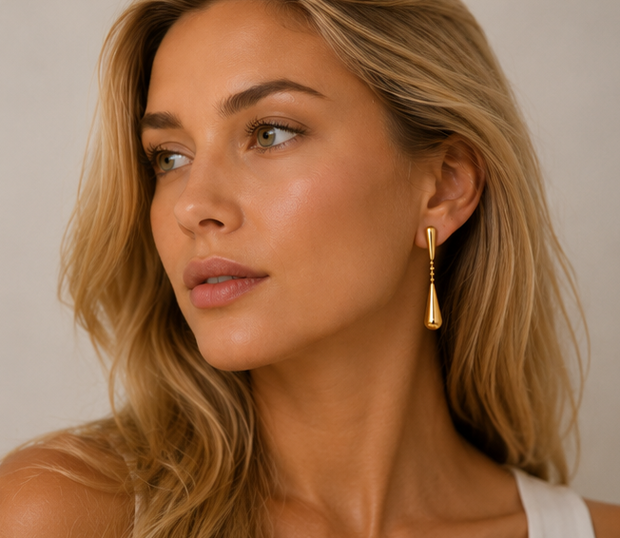 Pendiente Colgante Gota  Éclat Chapado Oro 18k y Stail Steel