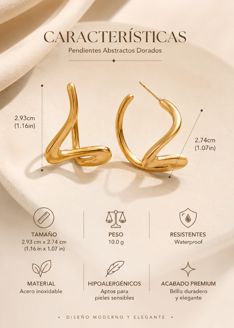 Pendiente Abstracto  Chapado Oro 18k