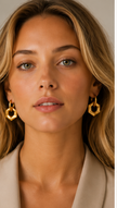 Pendiente Exagonal  Chapado en Oro 18k y stail Steel