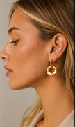 Pendiente Exagonal  Chapado en Oro 18k y stail Steel
