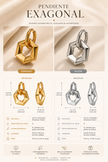 Pendiente Exagonal  Chapado en Oro 18k y stail Steel