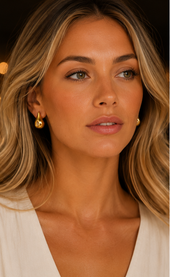 Pendiente Forma Gota Chapado Oro 18k con Brillante