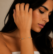 Pulsera Elegante Fina en Chapado Oro 18k Circonitas /Azules