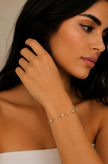 Pulsera Elegante Fina en Chapado Oro 18k Circonitas /Azules