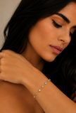Pulsera Elegante Fina en Chapado Oro 18k Circonitas /Azules