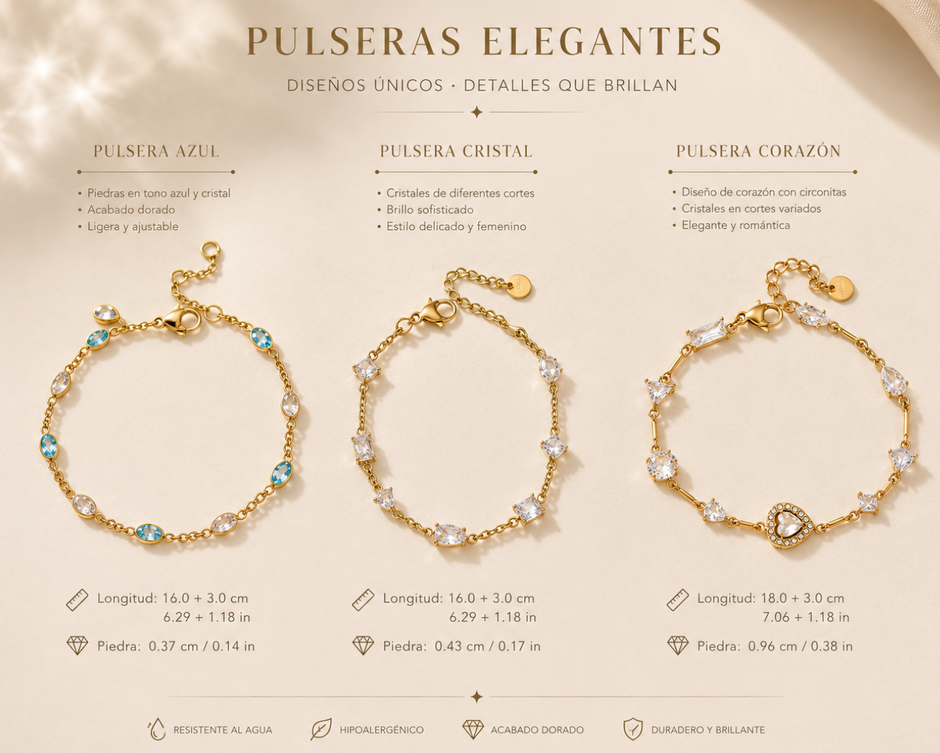 Pulsera Elegante Fina en Chapado Oro 18k Circonitas /Azules