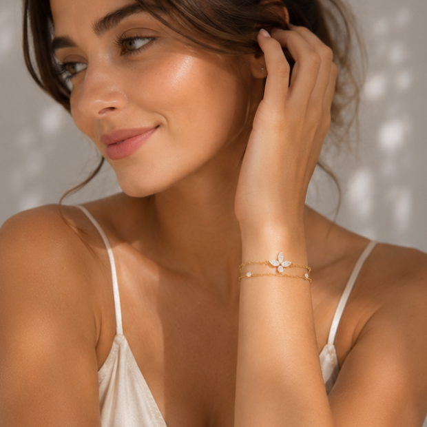 Pulsera de Mariposa en Brillante en Chapado Oro 18k