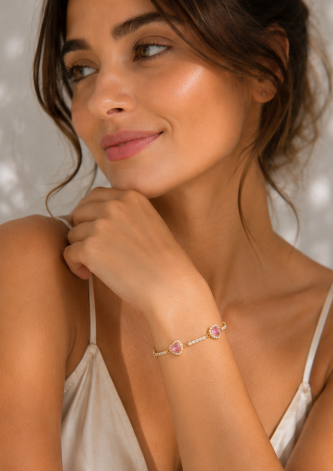 Pulsera de Brillos Multicolor Circonita Chapado en Oro 18k
