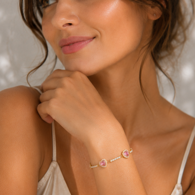 Pulsera de Brillos Multicolor Circonita Chapado en Oro 18k