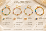 Pulsera de Brillos Multicolor Circonita Chapado en Oro 18k