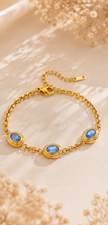 Pulseras de Circonitas / Azules Chapado en Oro 18k