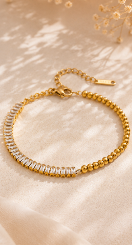 Pulseras de Circonitas / Azules Chapado en Oro 18k