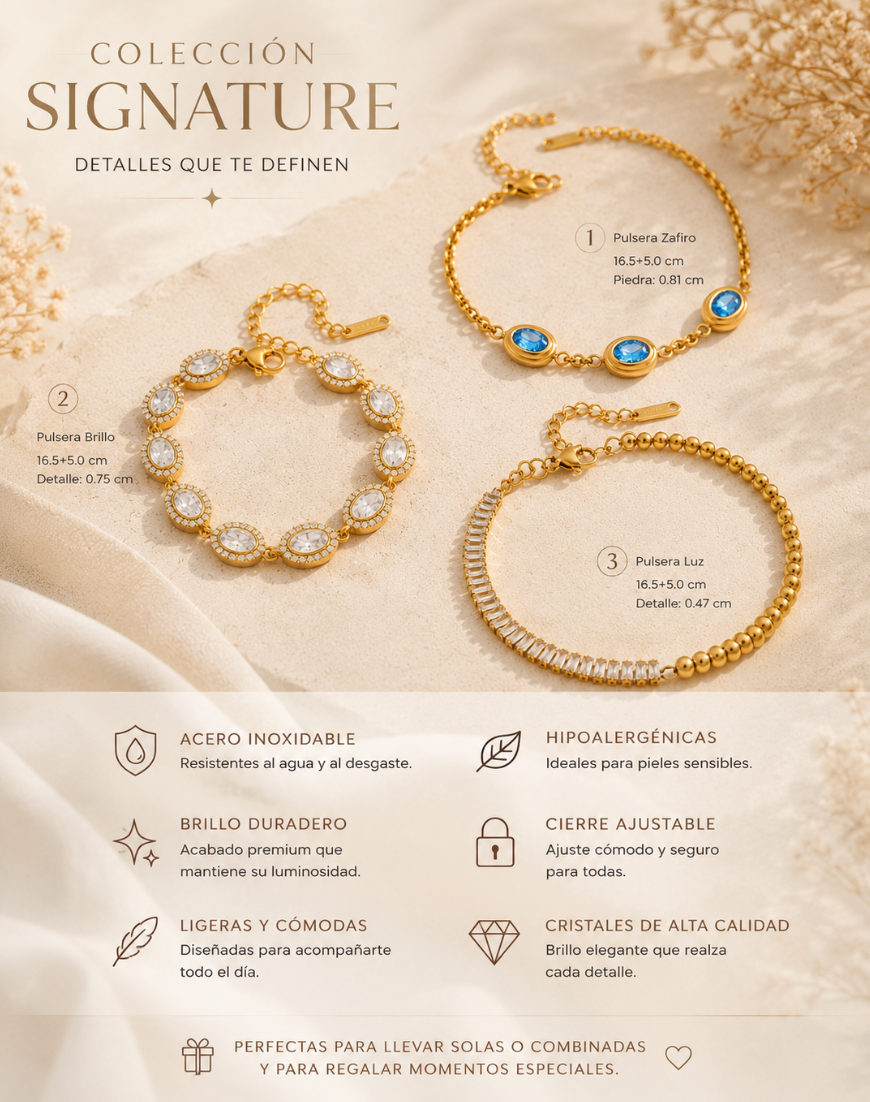 Pulseras de Circonitas / Azules Chapado en Oro 18k