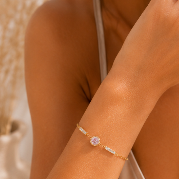 Pulsera Elise Rosa Chapado en Oro 18k y Stail Steel