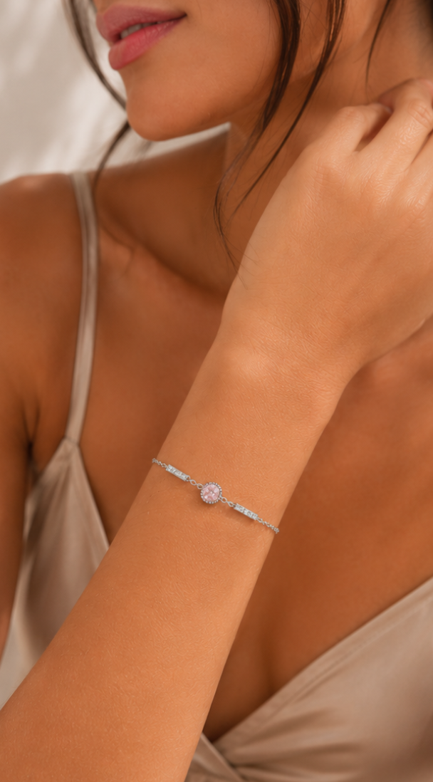 Pulsera Elise Rosa Chapado en Oro 18k y Stail Steel