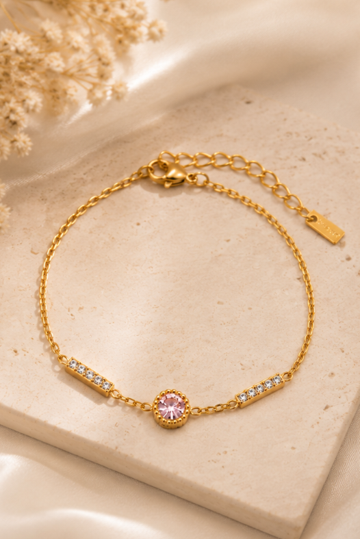 Pulsera Elise Rosa Chapado en Oro 18k y Stail Steel