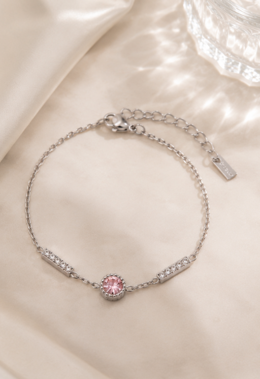 Pulsera Elise Rosa Chapado en Oro 18k y Stail Steel