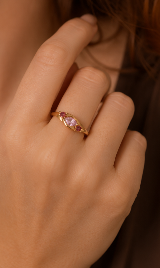 Anillos Chapados en Oro 18k Morgonita/Rosee /Crystal