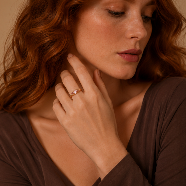 Anillos Chapados en Oro 18k Morgonita/Rosee /Crystal