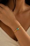 Pulsera con Piedra Natural Ojo de Tigre / Turquesa  Chapado  en Oro 18k