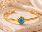 Pulsera con Piedra Natural Ojo de Tigre / Turquesa  Chapado  en Oro 18k