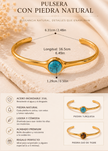 Pulsera con Piedra Natural Ojo de Tigre / Turquesa  Chapado  en Oro 18k