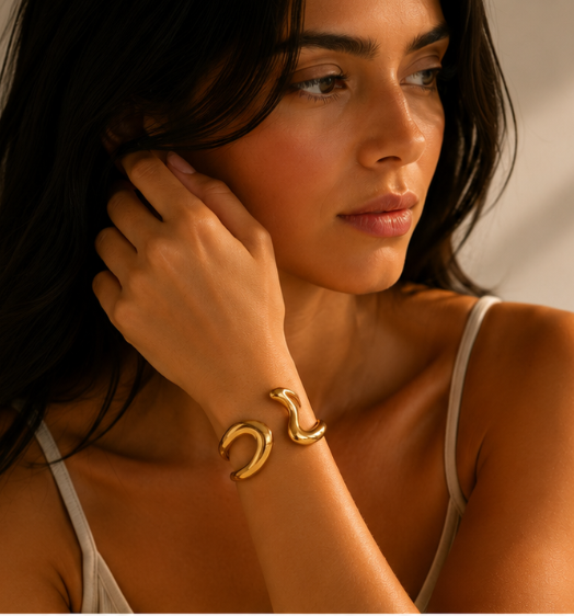 Brazalete Forma Organica Chapado 18k
