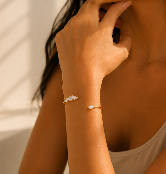 Coleccion Pulseras Brillantes y Esmeralda  Chapado Oro 18k