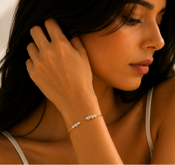 Coleccion Pulseras Brillantes y Esmeralda  Chapado Oro 18k