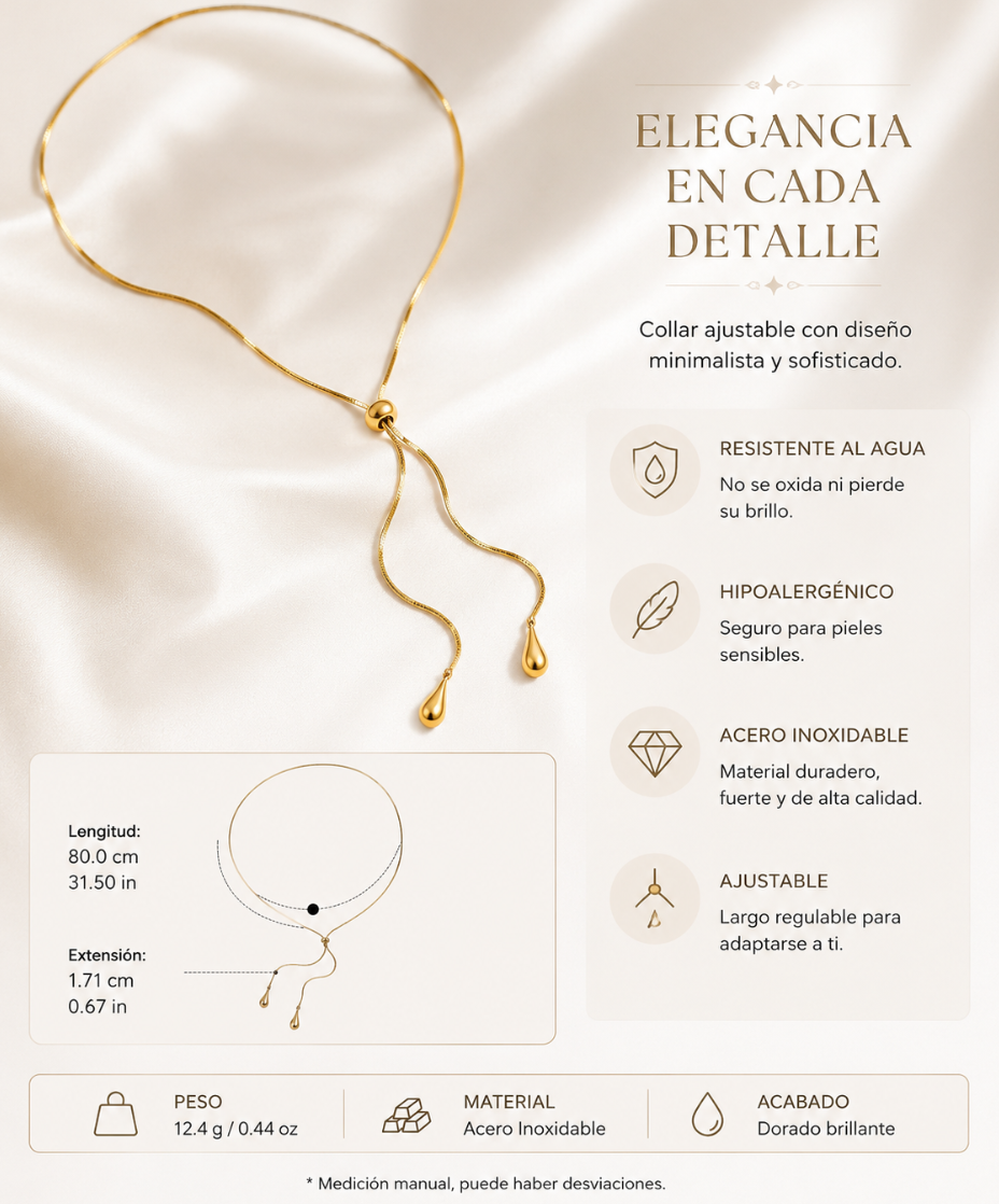 Collar Ajustable Stainless Steel Chapado Oro18k
