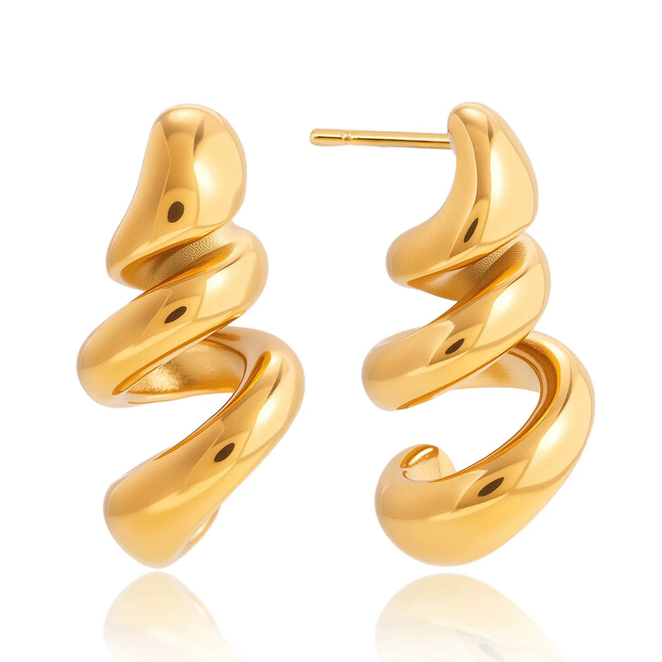 Pendientes Espiral Chapado en Oro 18k