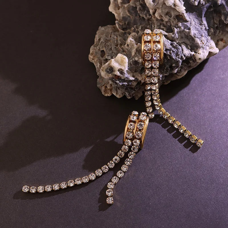 Zarcillo de Brillantes Chapado en Oro 18k y Stail Steel