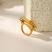 Anillo Geometrico Ovalado Chapado en Oro 18k