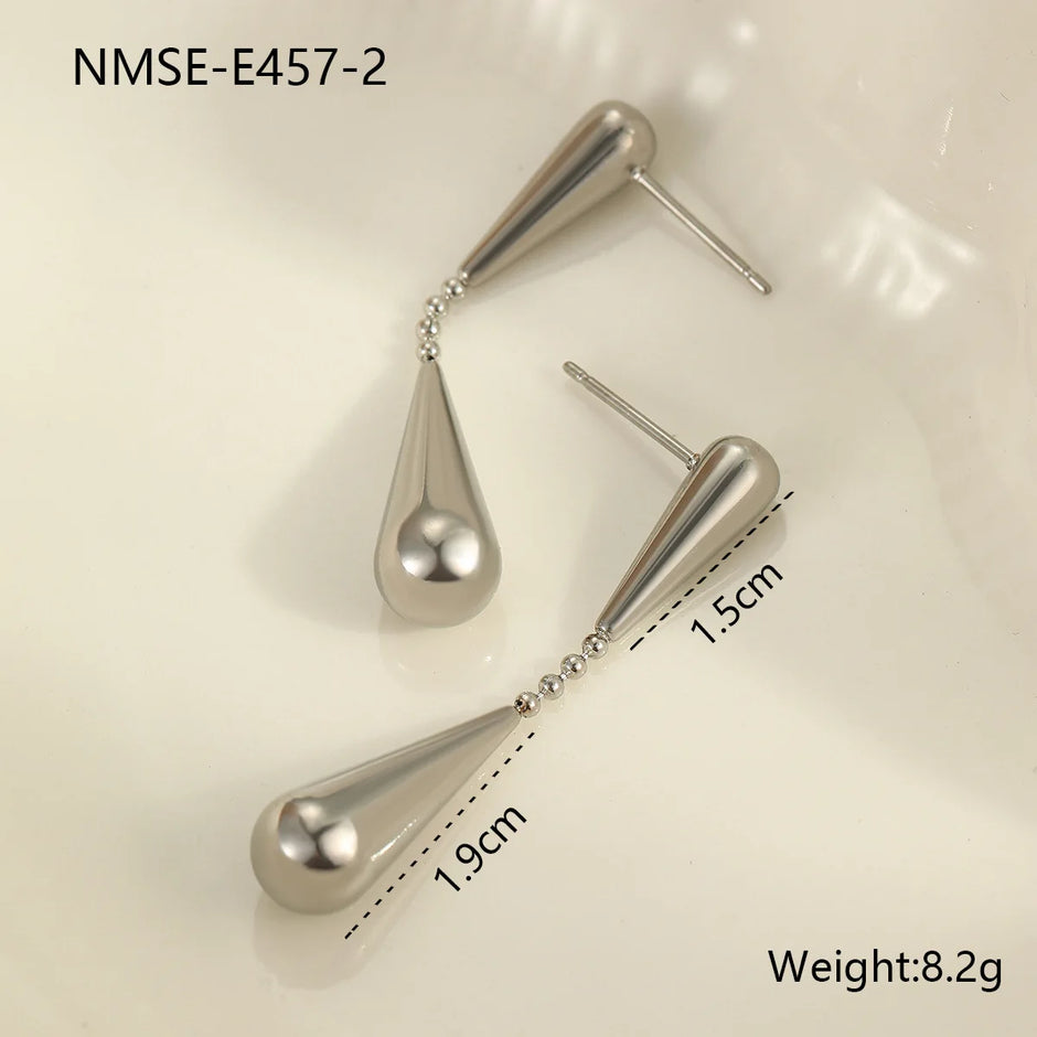 Pendiente Colgante Gota en CHapado Oro 18k y Stail steel