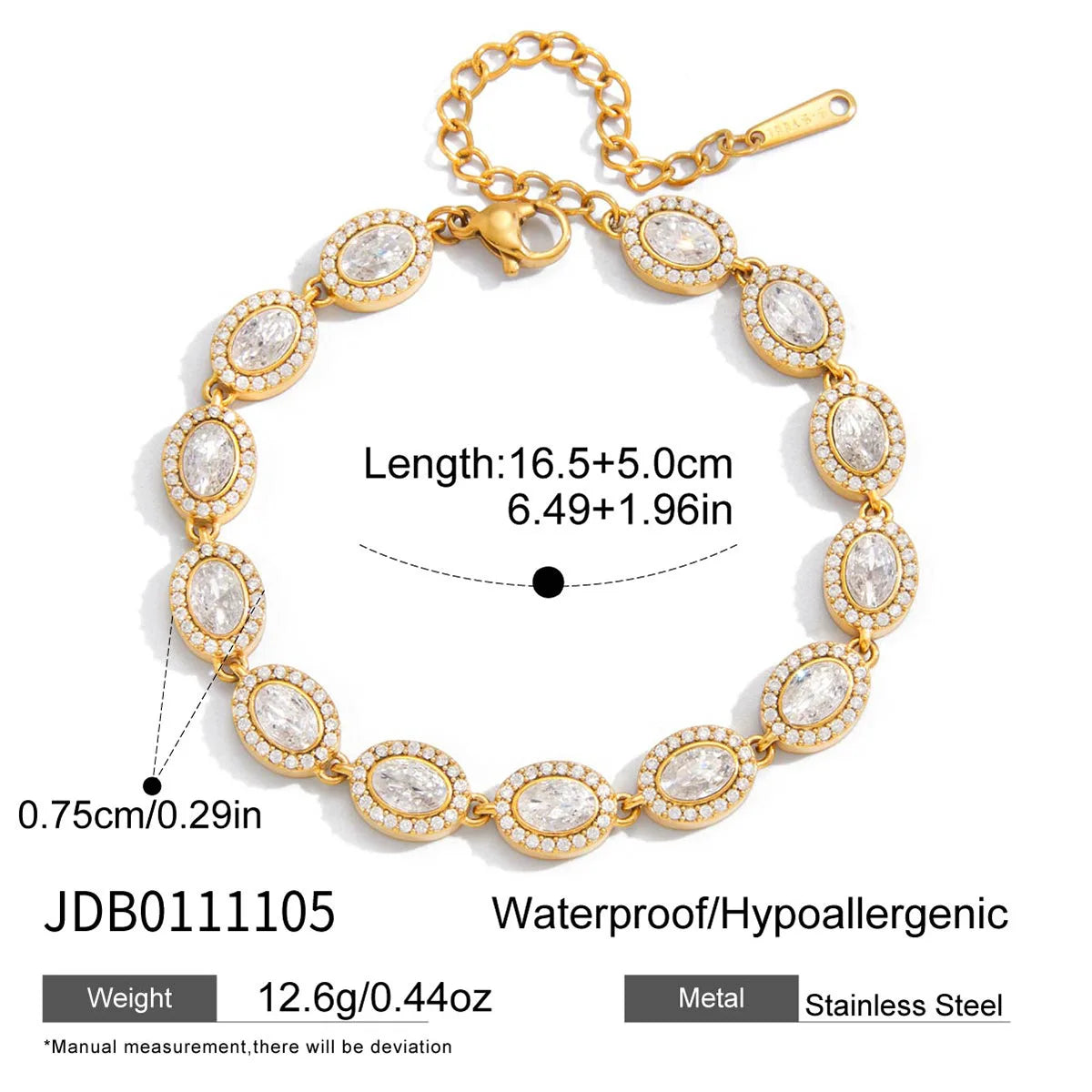 Pulseera Circonitas / Azules Chapado en Oro 18k