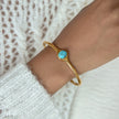 Brazalette de piedra Marron Tierra / Turques Oceano Chapado  en Oro 18k