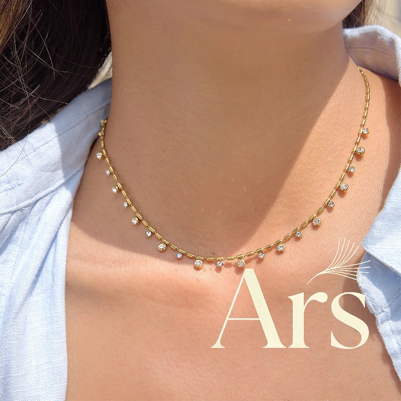 Fine line de Circonitas Chapado en Oro 18 k