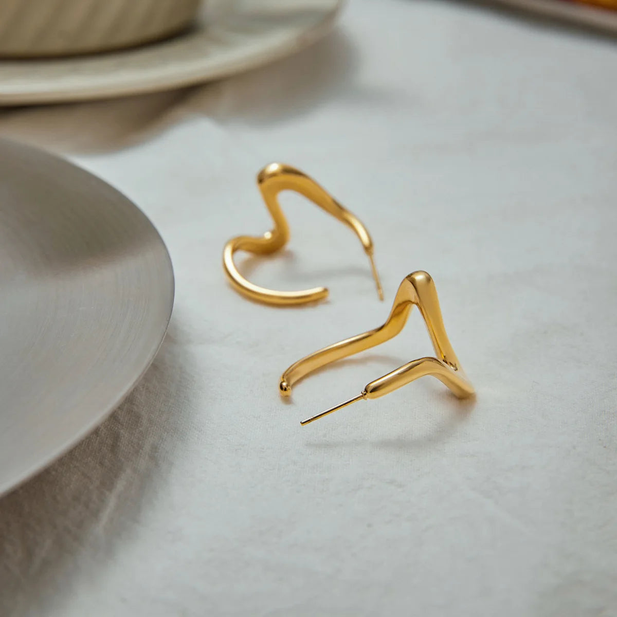 Pendiente Geometrico Chapado Oro 18k