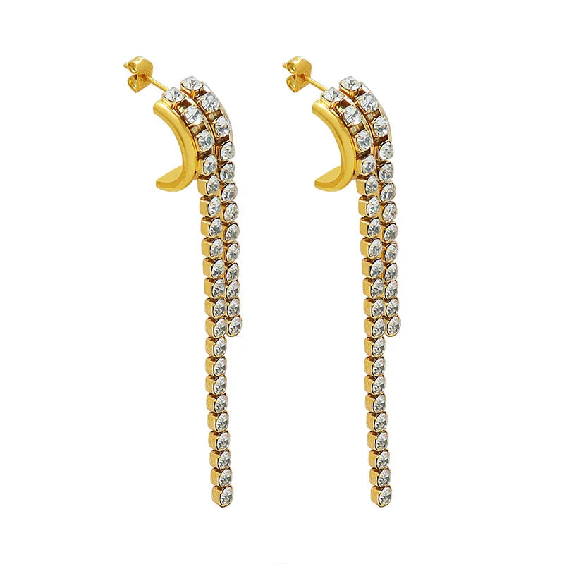 Zarcillo de Brillantes Chapado en Oro 18k y Stail Steel