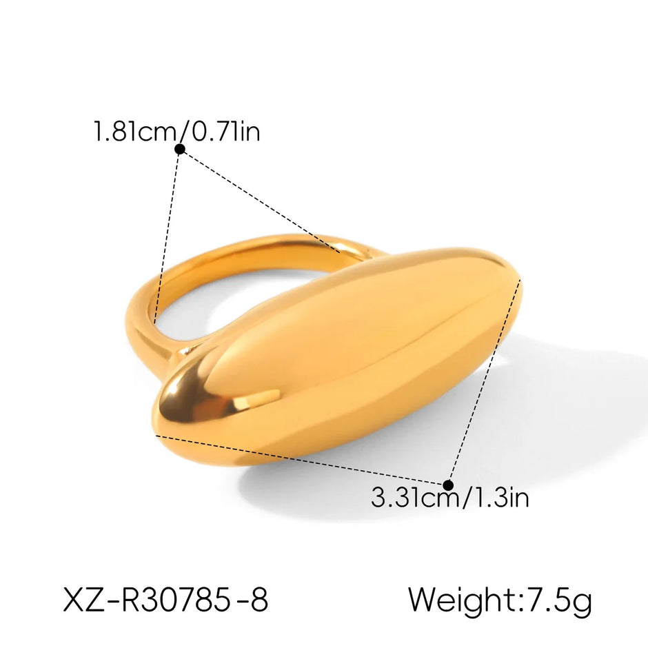 Anillo Geometrico Ovalado Chapado en Oro 18k