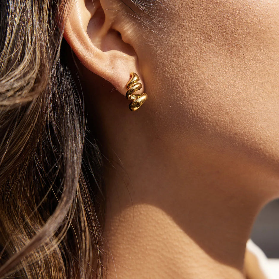 Pendientes Espiral Chapado en Oro 18k
