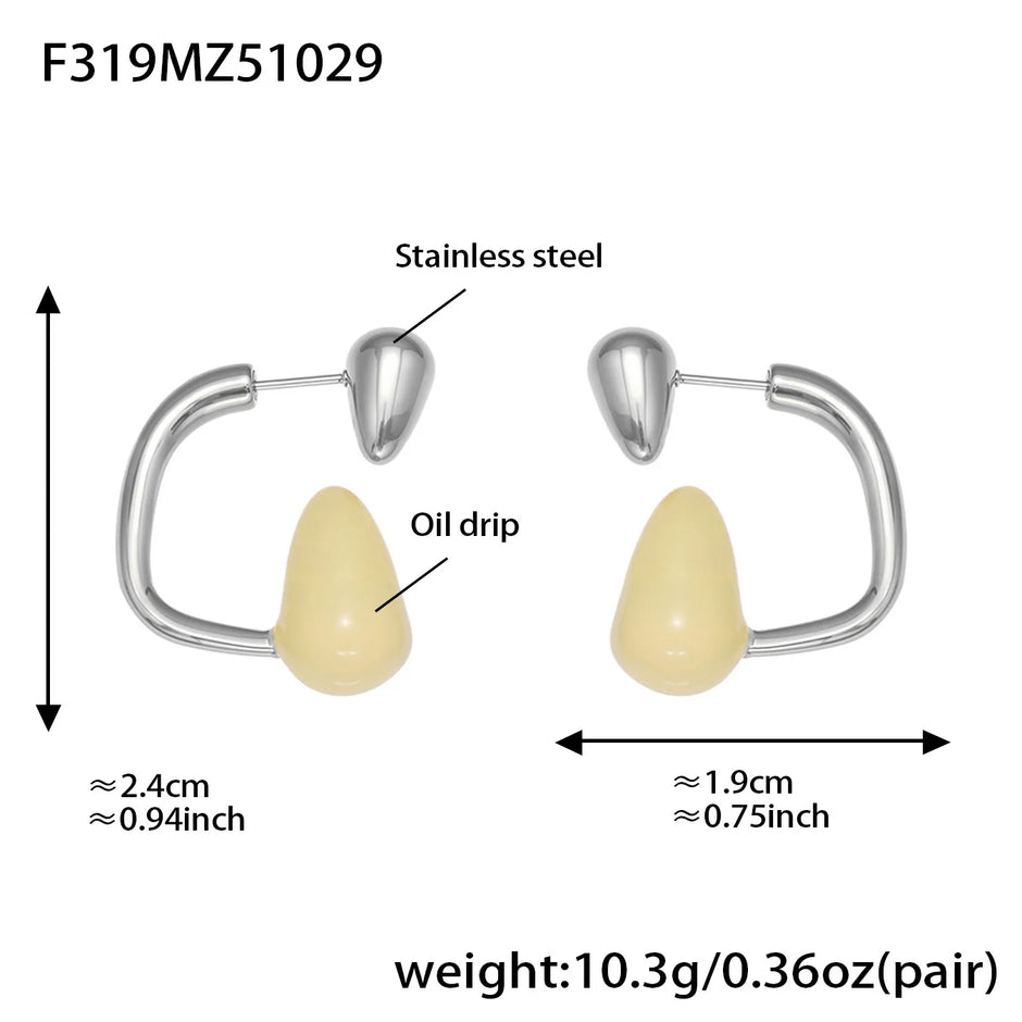 Pendiente Gota Agua de Color Chapado en Oro 18k
